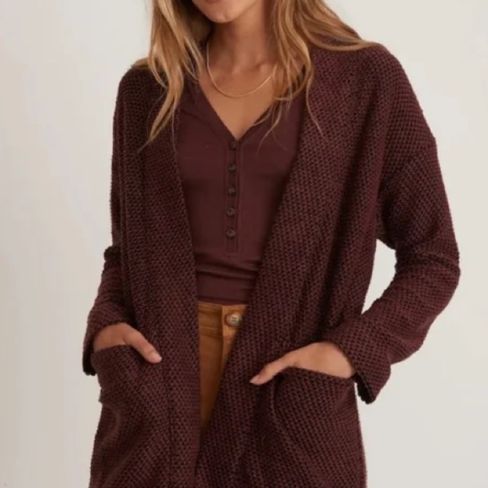 Cozy Knit Open-Front Sweater in Burgundy